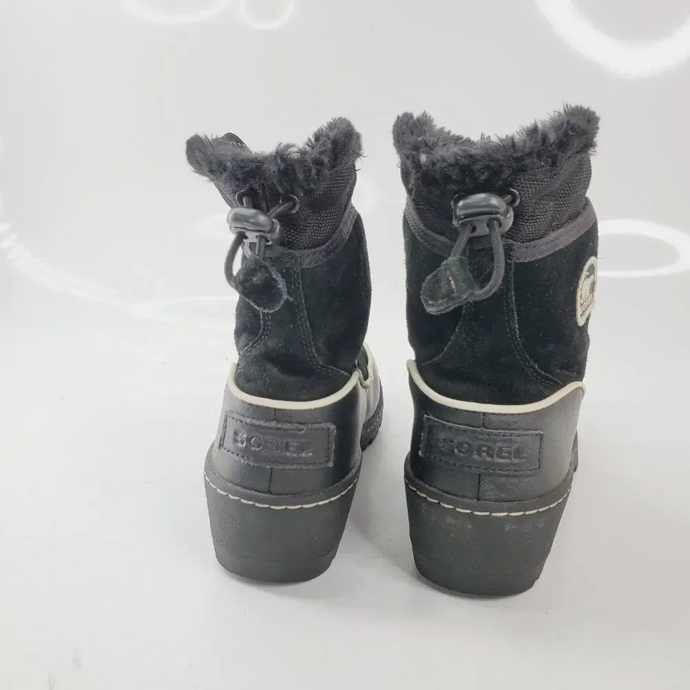 Sorel Girl's Black Torino NY2636-010 Lace Up Ankle Winter Snow Boots Size US 4